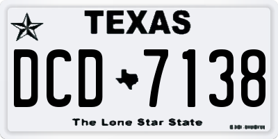 TX license plate DCD7138