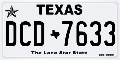 TX license plate DCD7633