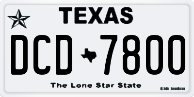 TX license plate DCD7800