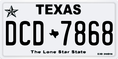 TX license plate DCD7868