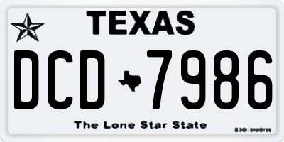 TX license plate DCD7986