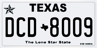 TX license plate DCD8009