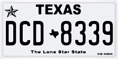 TX license plate DCD8339