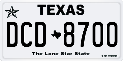 TX license plate DCD8700