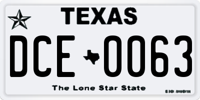 TX license plate DCE0063