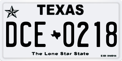 TX license plate DCE0218
