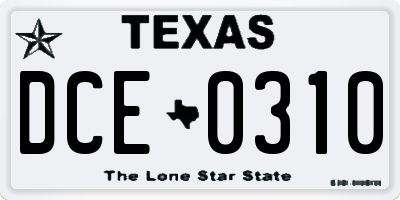 TX license plate DCE0310