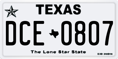 TX license plate DCE0807