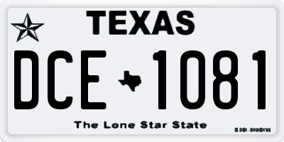 TX license plate DCE1081