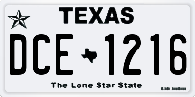 TX license plate DCE1216
