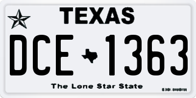 TX license plate DCE1363