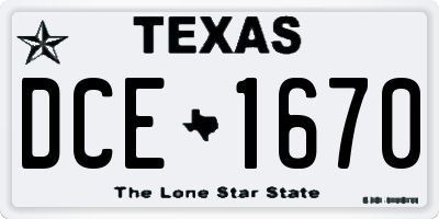 TX license plate DCE1670