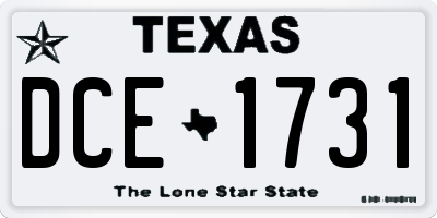 TX license plate DCE1731