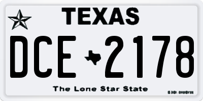 TX license plate DCE2178