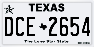 TX license plate DCE2654