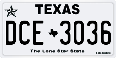 TX license plate DCE3036