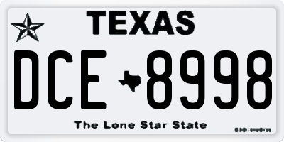 TX license plate DCE8998