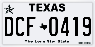 TX license plate DCF0419
