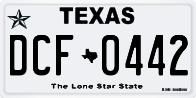 TX license plate DCF0442