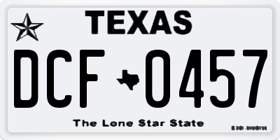 TX license plate DCF0457