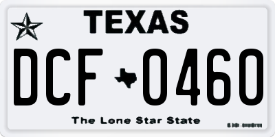 TX license plate DCF0460