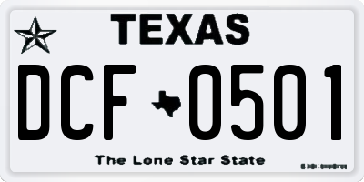 TX license plate DCF0501