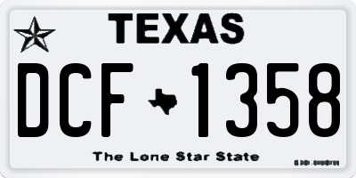 TX license plate DCF1358