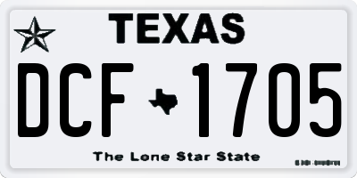 TX license plate DCF1705