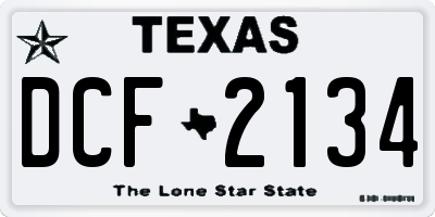 TX license plate DCF2134