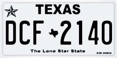 TX license plate DCF2140