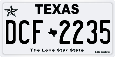 TX license plate DCF2235