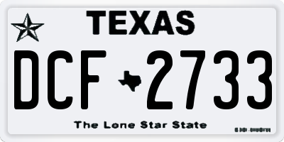 TX license plate DCF2733