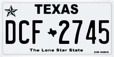 TX license plate DCF2745