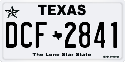 TX license plate DCF2841