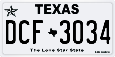 TX license plate DCF3034