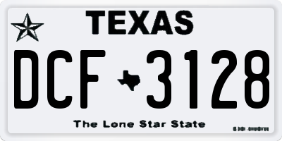 TX license plate DCF3128