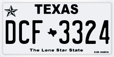 TX license plate DCF3324
