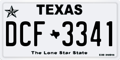 TX license plate DCF3341