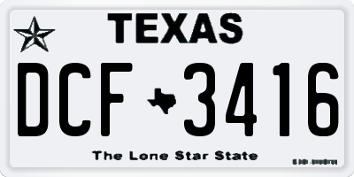 TX license plate DCF3416