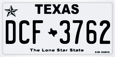 TX license plate DCF3762