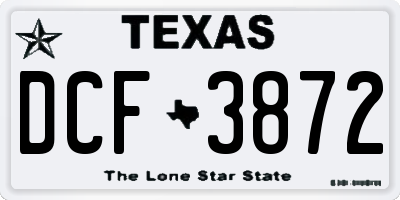 TX license plate DCF3872