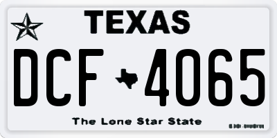 TX license plate DCF4065
