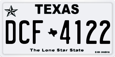 TX license plate DCF4122