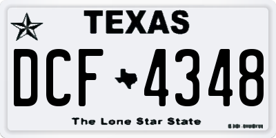 TX license plate DCF4348