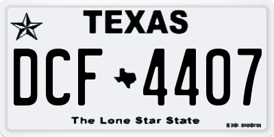 TX license plate DCF4407