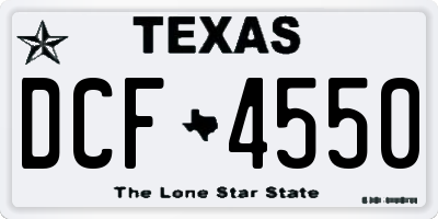 TX license plate DCF4550