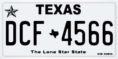 TX license plate DCF4566