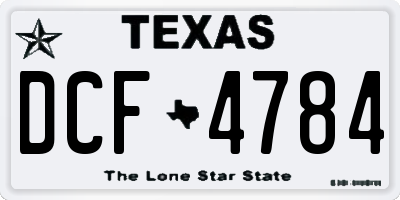 TX license plate DCF4784