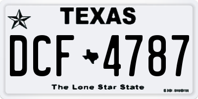 TX license plate DCF4787