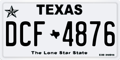 TX license plate DCF4876